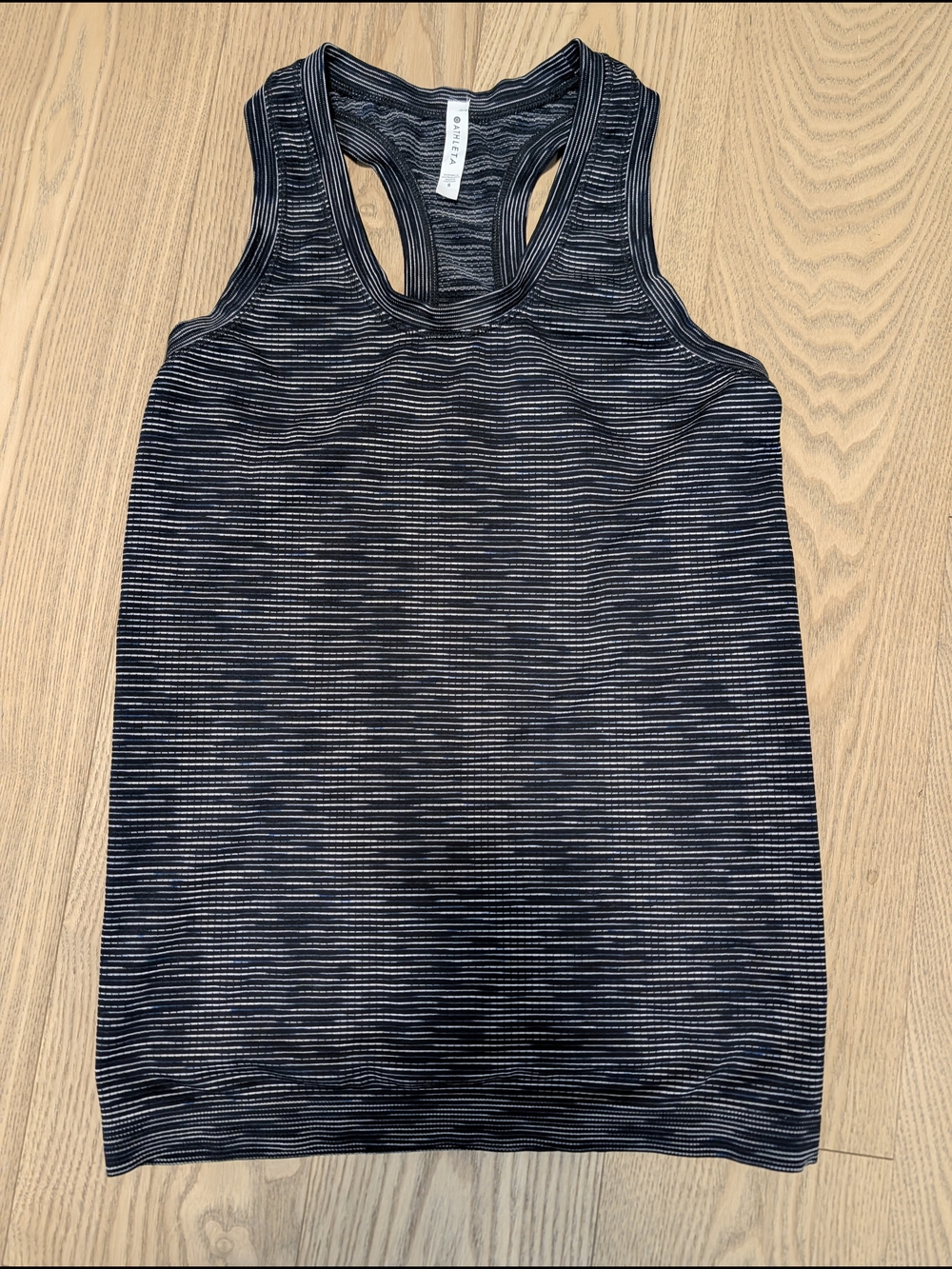 Athleta Striped Racerback Tank Top Small Black Gray Athletic Workout Running
